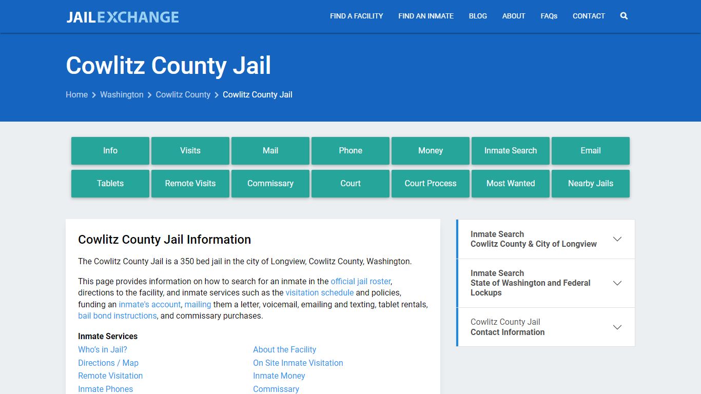 Cowlitz County Jail, WA Inmate Search & Services